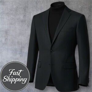 RALPH LAUREN Mens 50L Black Wool Blazer Sport Coat 2-Button Suit Jacket Classic